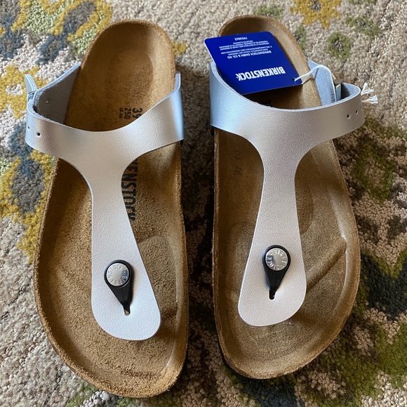 BIRKENSTOCK Gizeh Birko-Flor Silver Women’s Size EU(39) US(8/8.5) NIB - Picture 8 of 8